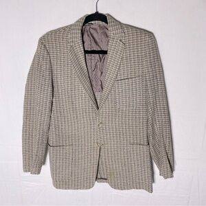 Vintage Tan Purple Plaid Tweed Blazer Sport Coat 38S